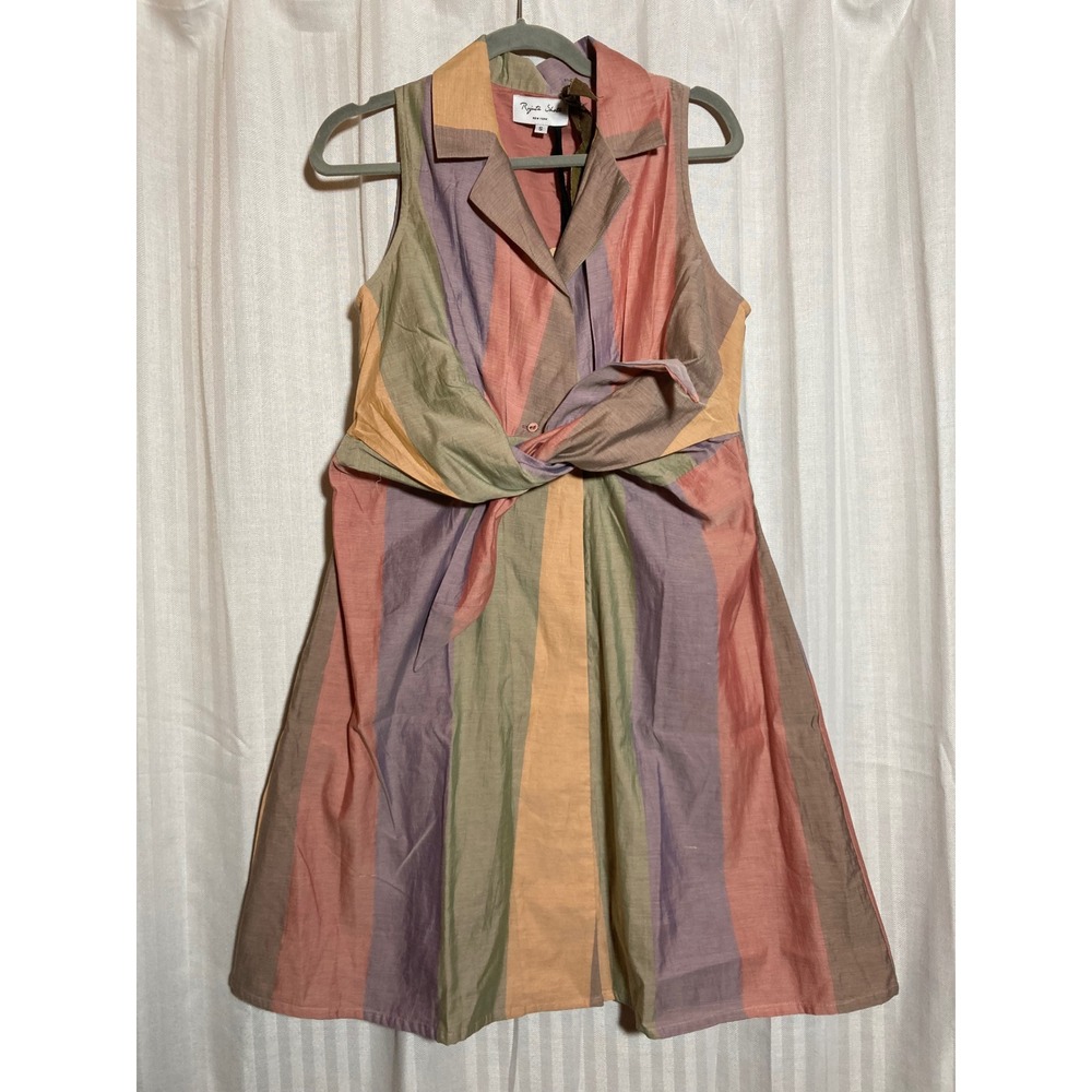 Rujuta Sheth New York Striped Twist Front Sleeveless Mini Dress Multi Color S